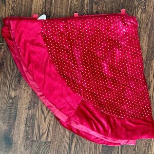 Red Velvet Silver Sparkle Polka Dot Tree Skirt